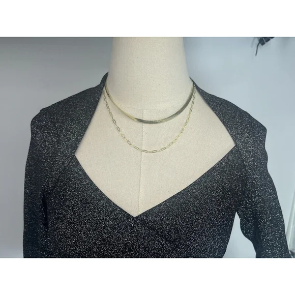 New Ted Baker Womens Black Silver Metallic Top Size 6 US TD 2 Eloisy Crossover